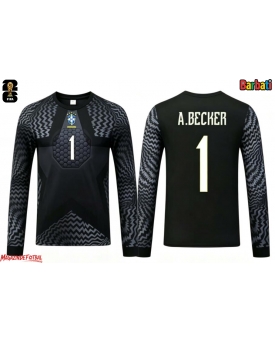 Brazilia Alisson Becker #1 Portarii Tricou Fotbal Replică Mondial 2026 Barbati Acasa Mâneci Lungi